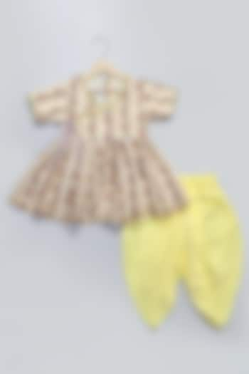 Yellow Cotton Silk Dhoti Set For Girls by The little tales at Pernia's Pop Up Shop