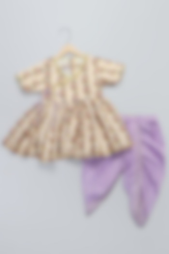 Purple Cotton Silk Dhoti Set For Girls by The little tales at Pernia's Pop Up Shop