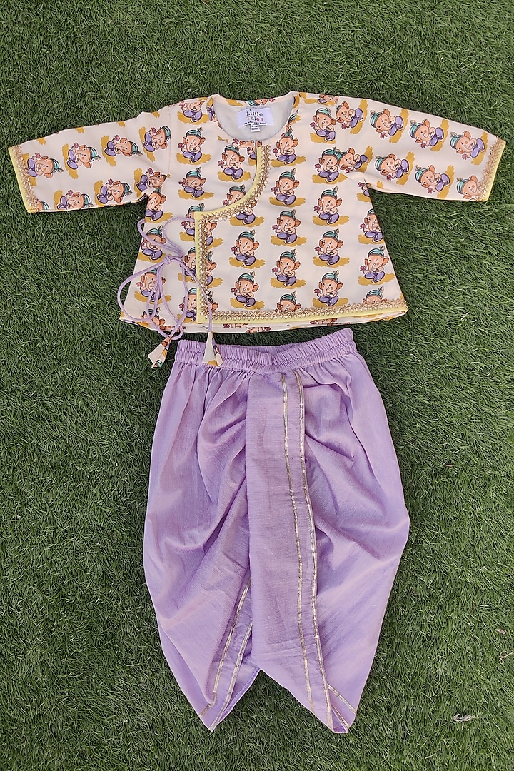 Purple Silk Dhoti Set For Boys by The little tales at Pernia's Pop Up Shop