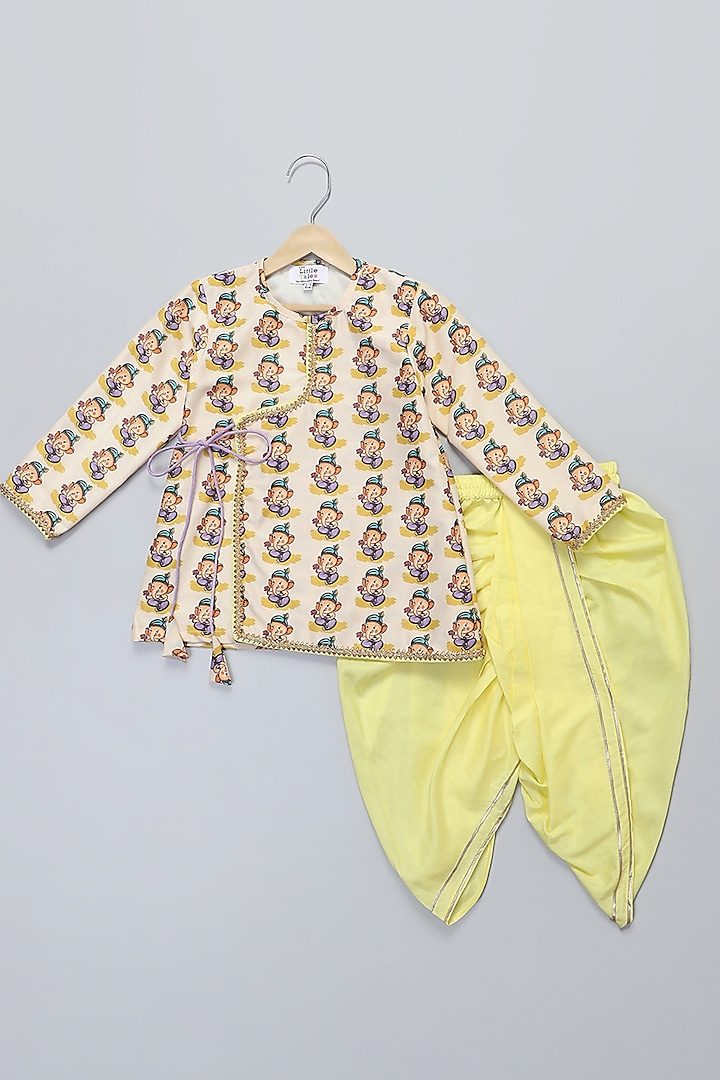 Yellow Silk Dhoti Set For Boys by The little tales at Pernia's Pop Up Shop