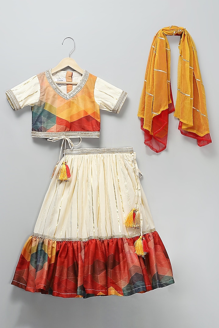 Off-White Cotton & Cotton SIlk Printed Lehenga Set by The little tales at Pernia's Pop Up Shop