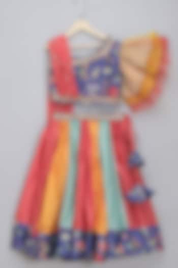 Purple Organza Floral Printed Lehenga Set For Girls by The little tales at Pernia's Pop Up Shop