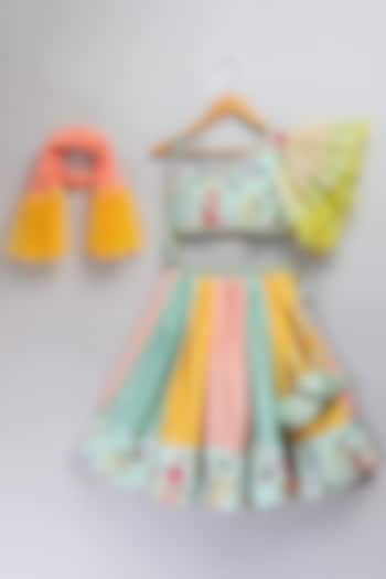Multi-Colored Organza Floral Printed Lehenga Set For Girls by The little tales at Pernia's Pop Up Shop