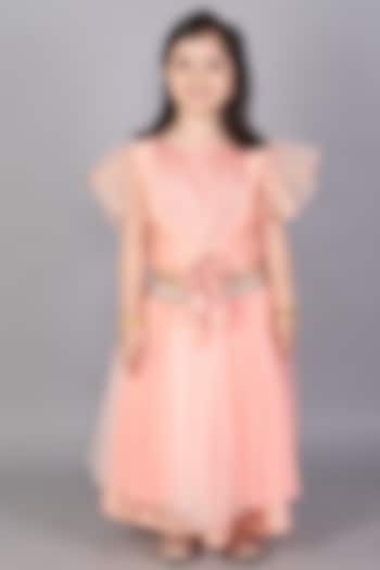 Peach Net Double-Layered Lehenga Set For Girls by The little tales at Pernia's Pop Up Shop