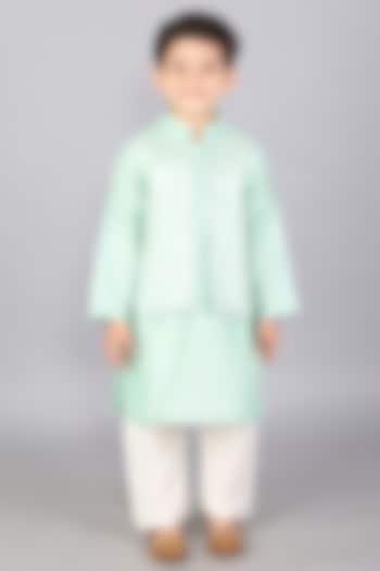 Pastel Green Cotton Silk Kurta Set For Boys by The little tales at Pernia's Pop Up Shop