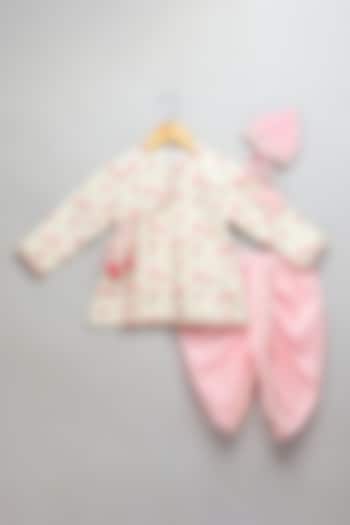 Pink Cotton Silk Dhoti Set For Boys by The little tales at Pernia's Pop Up Shop