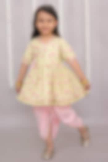 Pink Cotton Silk Dhoti Set For Girls by The little tales at Pernia's Pop Up Shop