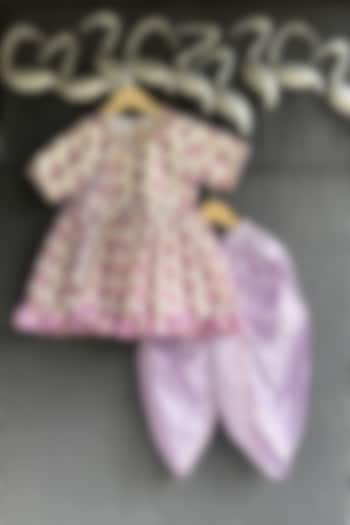 Purple Cotton Silk Dhoti Set For Girls by The little tales at Pernia's Pop Up Shop