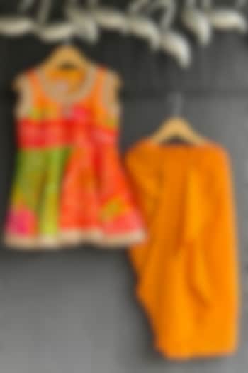 Orange Georgette Skirt Set For Girls by The little tales at Pernia's Pop Up Shop