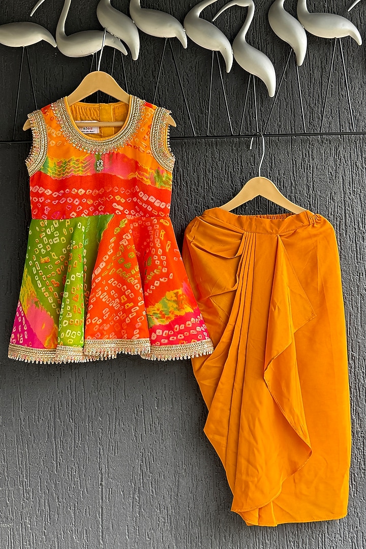 Orange Georgette Skirt Set For Girls by The little tales at Pernia's Pop Up Shop