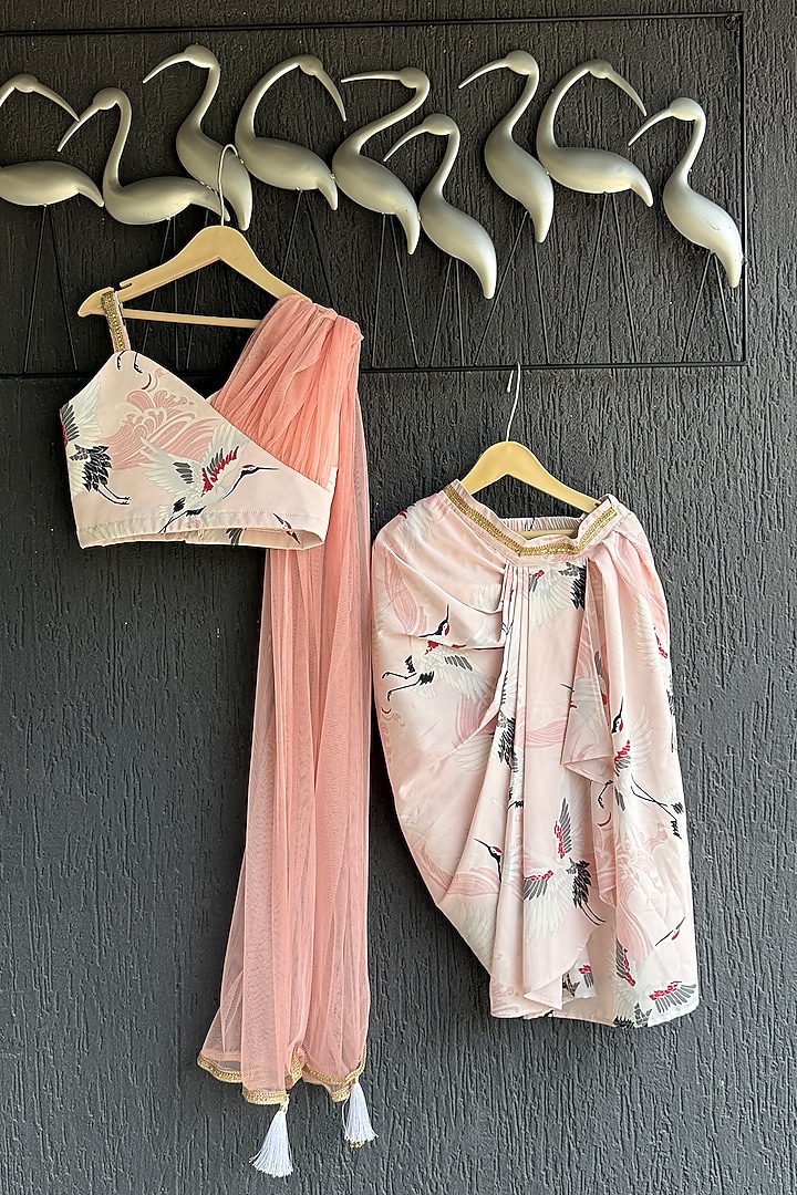 Pink Crepe Skirt Set For Girls by The little tales at Pernia's Pop Up Shop