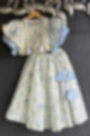 Off-White Cotton Silk Floral Printed Lehenga Set For Girls by The little tales at Pernia's Pop Up Shop