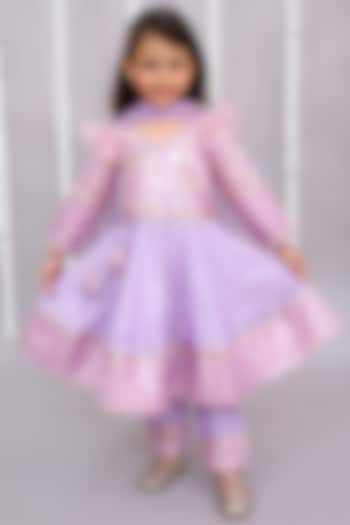 Purple Cotton Silk & Chanderi Lehenga Set For Girls by The little tales at Pernia's Pop Up Shop