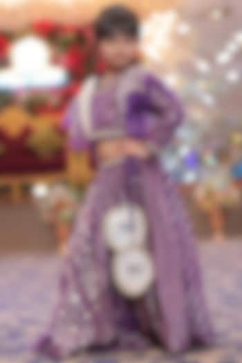 Purple Organza & Chanderi Lehenga Set For Girls by The little tales at Pernia's Pop Up Shop