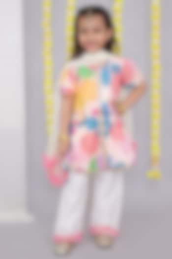 Multi-Colored Cotton Silk Printed Kurta Set For Girls by The little tales at Pernia's Pop Up Shop