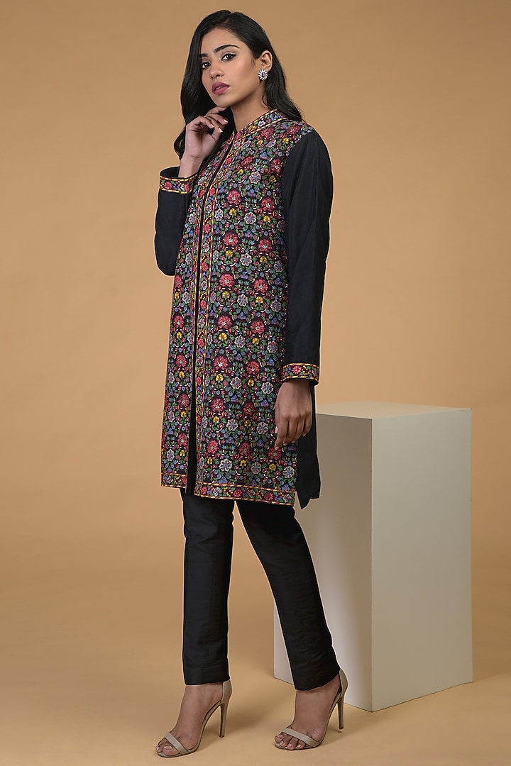Black Embroidered Jacket Set by Talking Threads at Pernia's Pop Up Shop