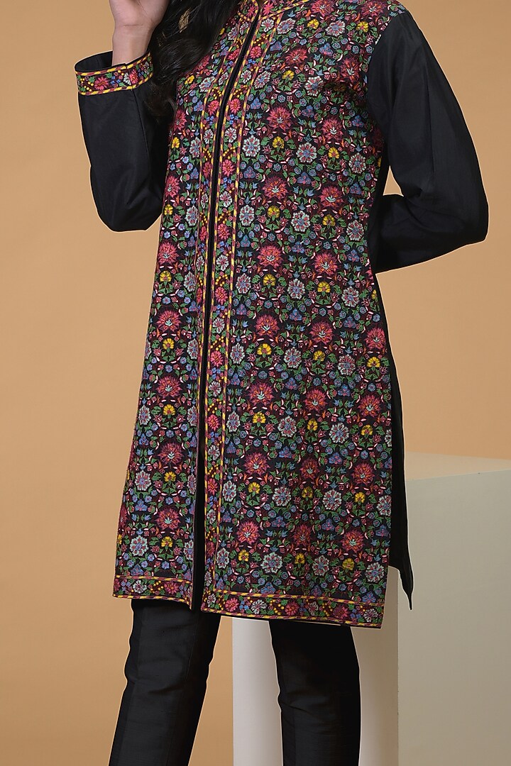 Black Embroidered Jacket Set by Talking Threads at Pernia's Pop Up Shop