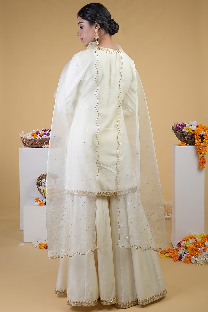 Ivory Hand Embroidered Wedding Sharara Set by Talking Threads at Pernia's Pop Up Shop
