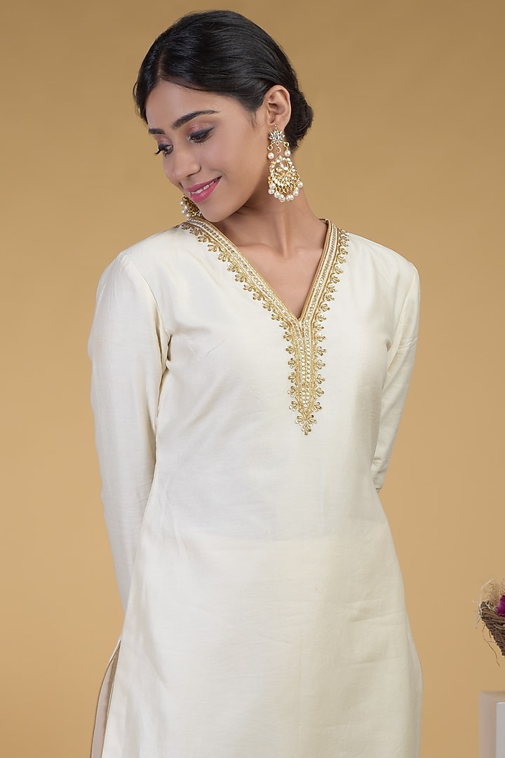 Ivory Hand Embroidered Wedding Sharara Set by Talking Threads at Pernia's Pop Up Shop