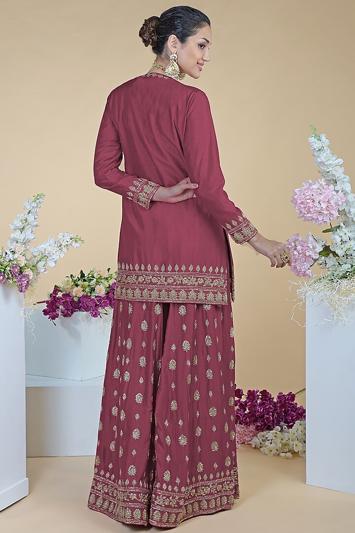 Chianti Wine Hand Embroidered Wedding Sharara Set by Talking Threads at Pernia's Pop Up Shop