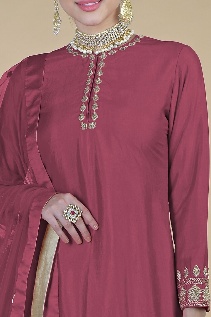 Chianti Wine Hand Embroidered Wedding Sharara Set by Talking Threads at Pernia's Pop Up Shop