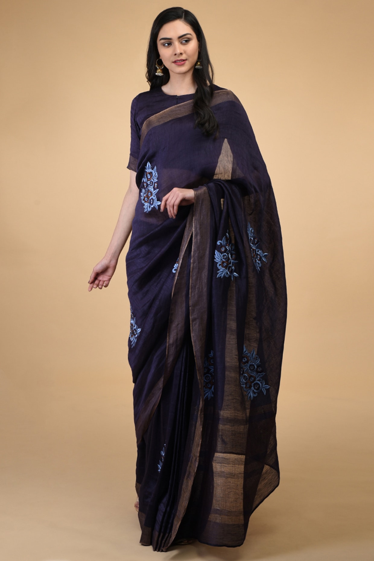 Trending Printed Linen silk saree dvz0002253 | lenin sarees collection -  Dvanza.com