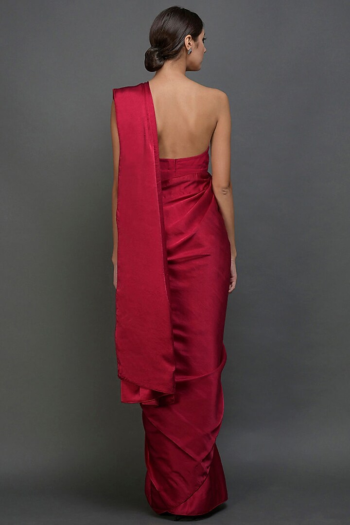 Black & Red Jacket Wedding Saree Set by Talking Threads at Pernia's Pop Up Shop