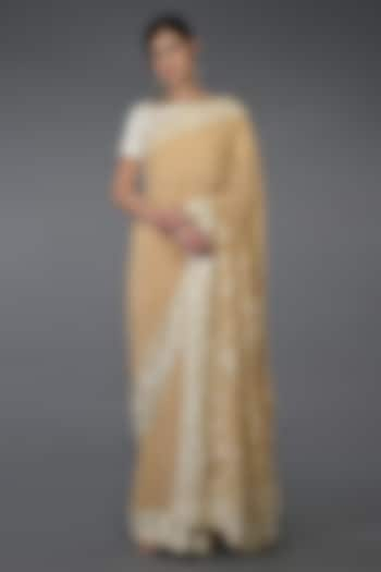 Beige Hand Embroidered Saree Set by Talking Threads at Pernia's Pop Up Shop