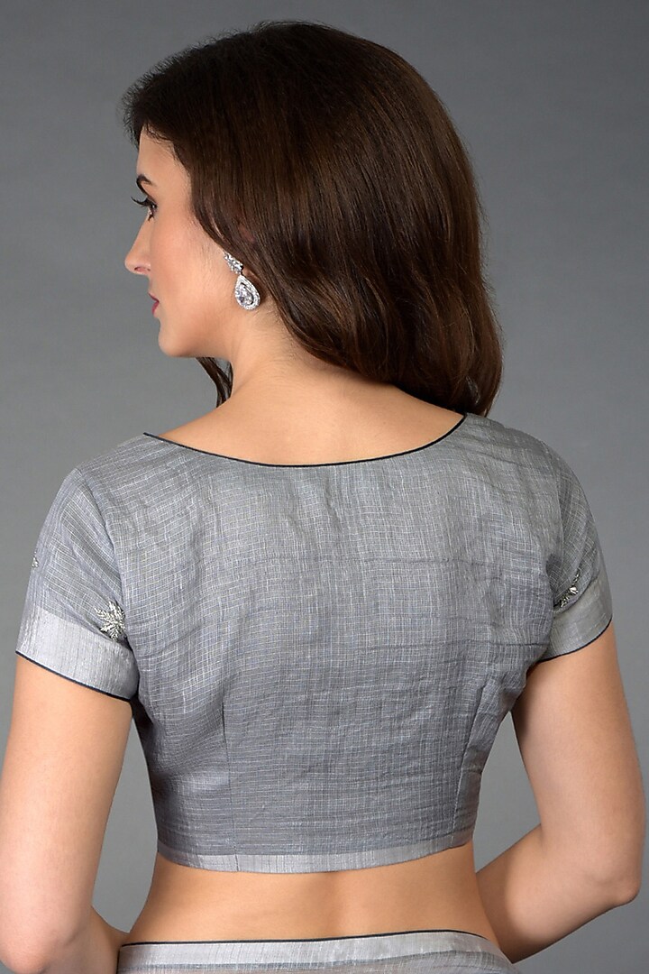 Grey Zardosi Embroidered Reception Saree Set by Talking Threads at Pernia's Pop Up Shop