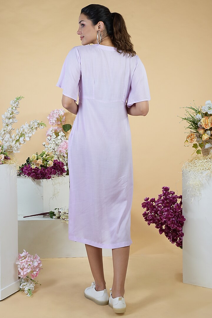Lavender Embroidered Slit Summer Dress by Talking Threads at Pernia's Pop Up Shop