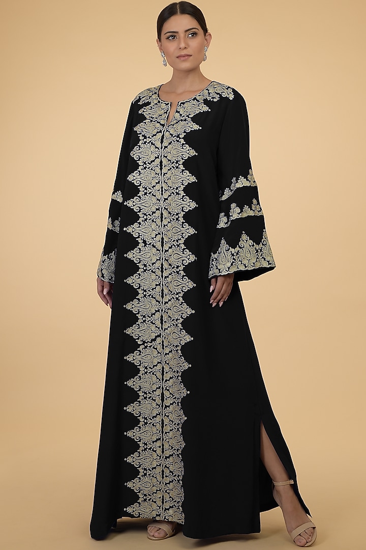 Black & Gold Embroidered Kaftan by Talking Threads