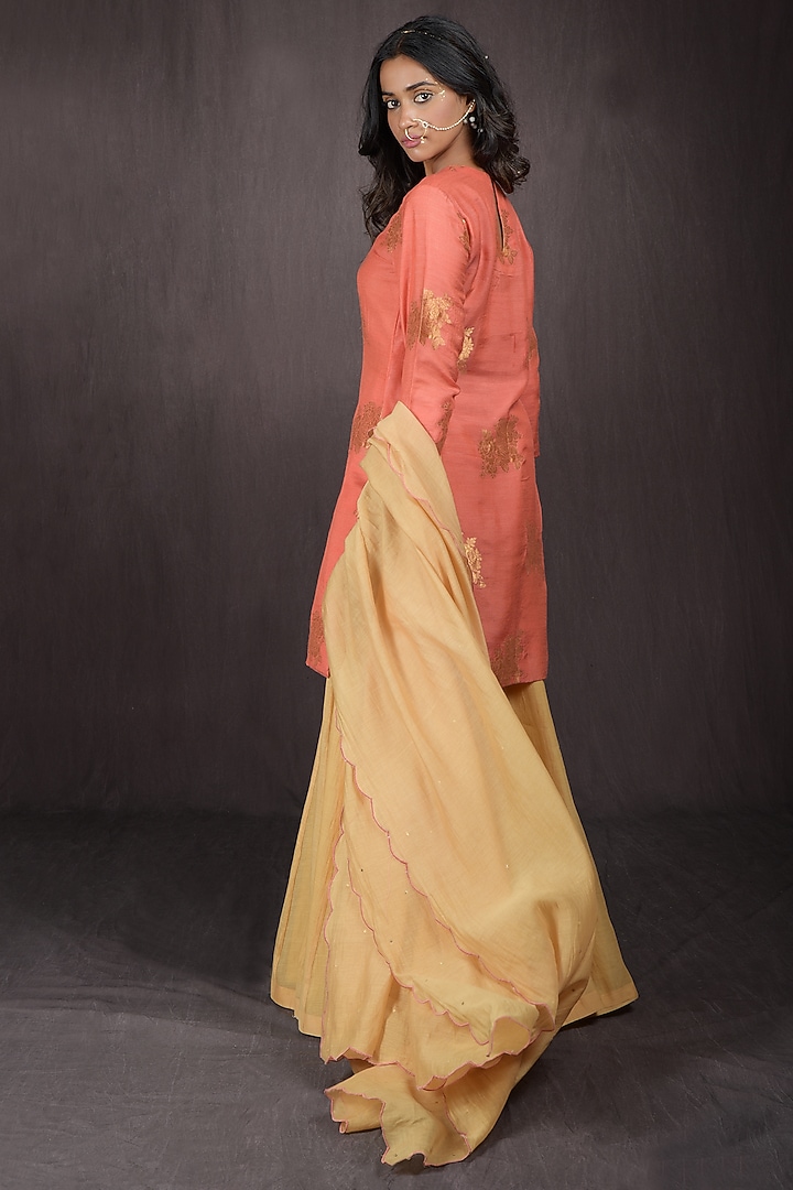 Golden Chanderi Gharara Set by Talking Threads at Pernia's Pop Up Shop