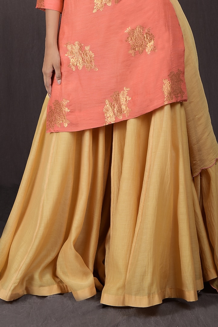 Golden Chanderi Gharara Set by Talking Threads at Pernia's Pop Up Shop