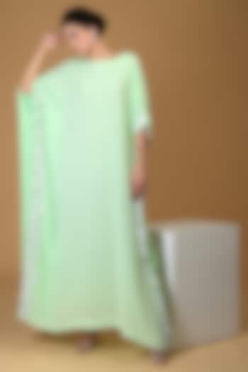 Mint Green Embroidered Kaftan Draped Dress by Talking Threads