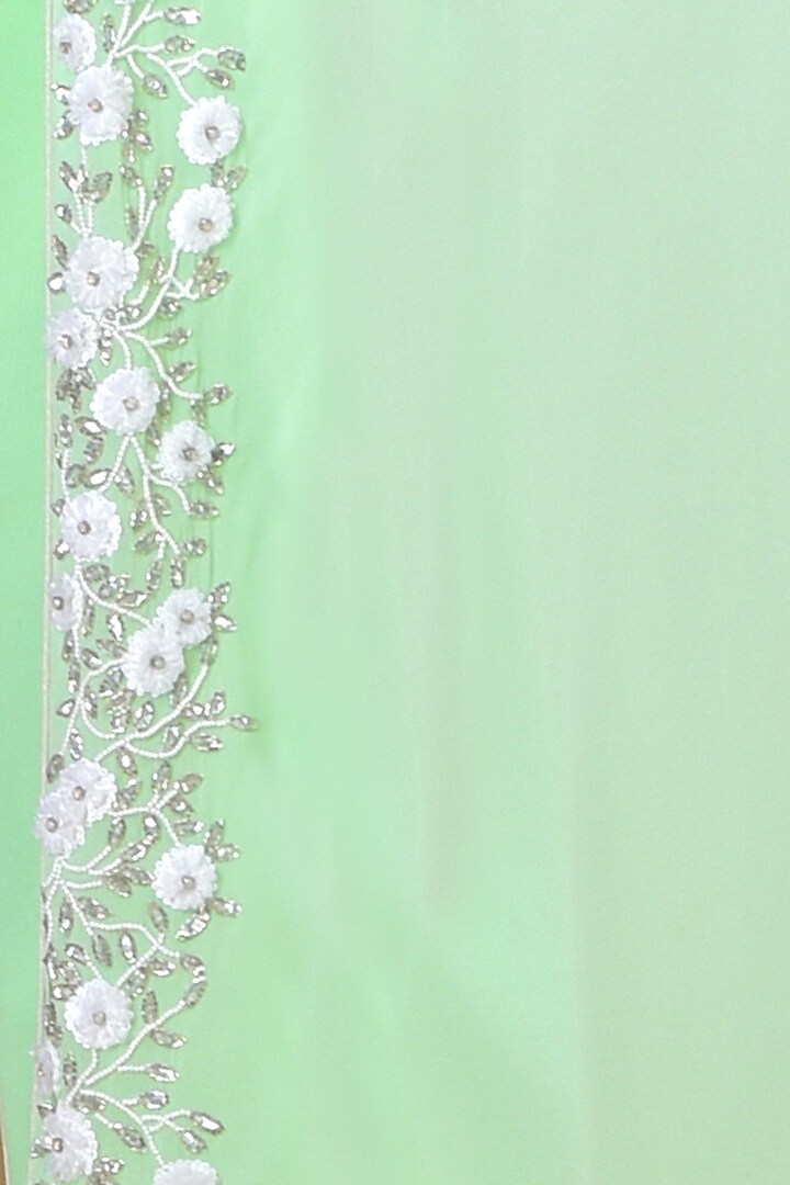 Mint Green Embroidered Kaftan Draped Party Wear Dress by Talking Threads at Pernia's Pop Up Shop
