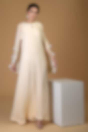 Nude Embroidered Cape Cocktail Dress by Talking Threads at Pernia's Pop Up Shop