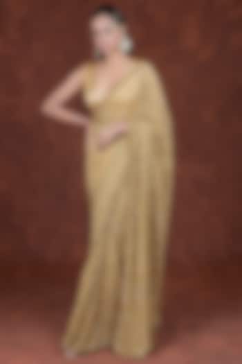 Gold Embroidered Saree Set by Talking Threads