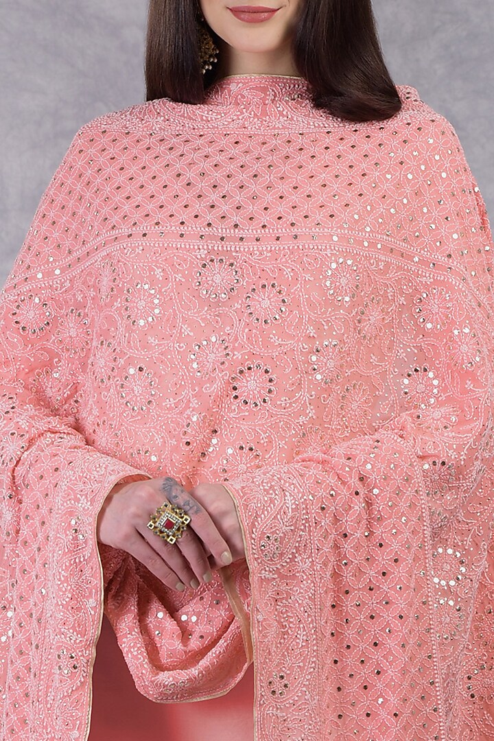 Peach Pink Silk Chanderi Wedding Sharara Set by Talking Threads at Pernia's Pop Up Shop