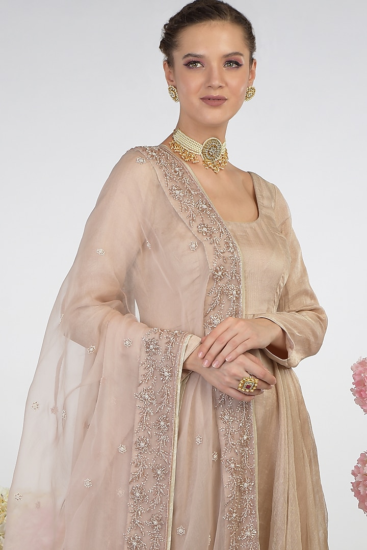 Pearl Oyster Embroidered Wedding Anarkali Set by Talking Threads at Pernia's Pop Up Shop