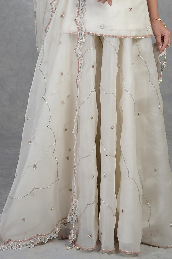Off-White Embroidered Bridal Sharara Set by Talking Threads at Pernia's Pop Up Shop