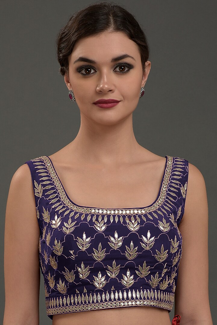 Eclipse Blue Embroidered Wedding Saree Set by Talking Threads at Pernia's Pop Up Shop