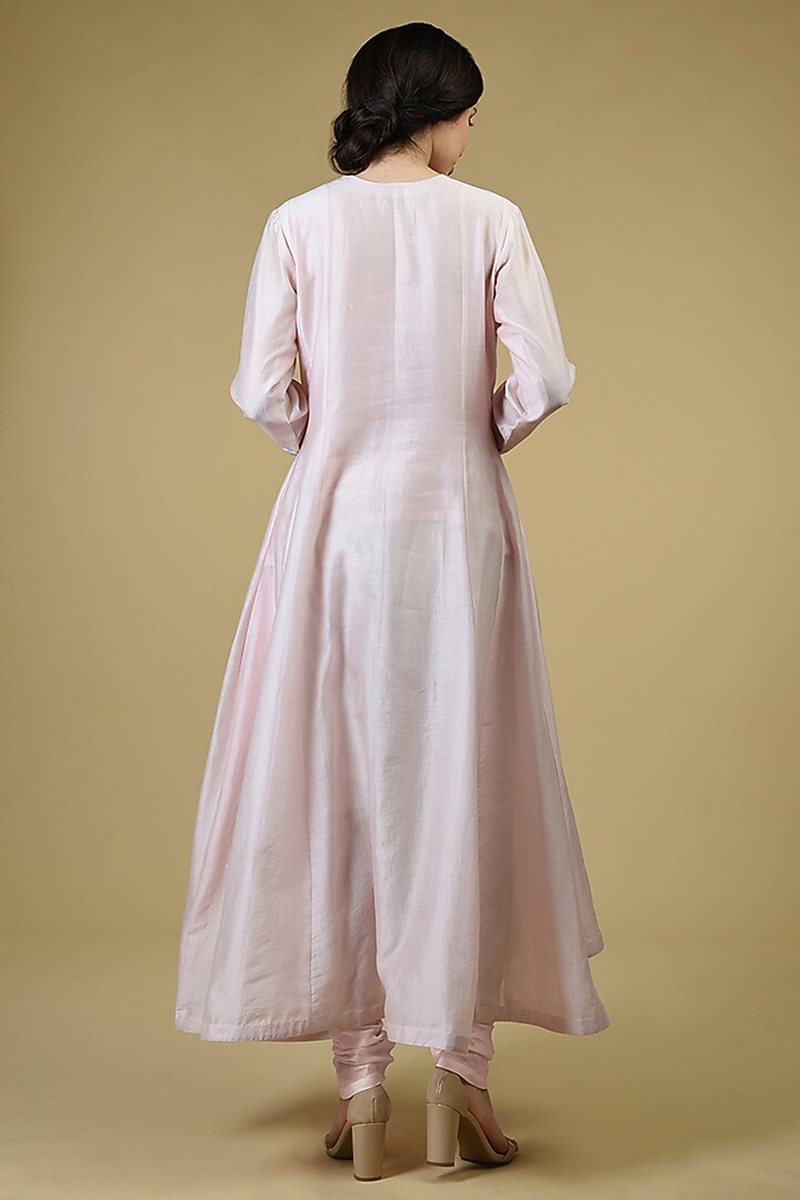 Powder Pink Embroidered Kurta With Pants by Talking Threads at Pernia's Pop Up Shop