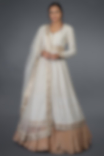 Ivory Embroidered Anarkali set by Talking Threads