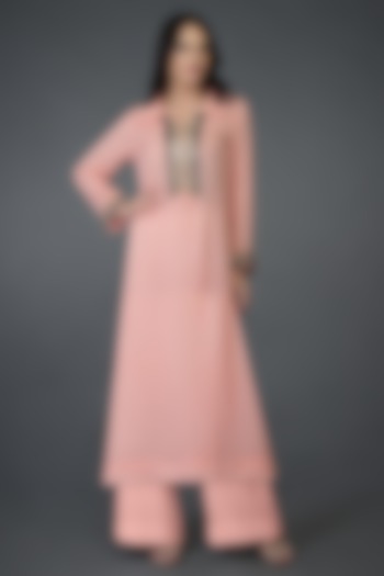 Peach Sequins & Beads Embroidered Kurta With Pants by Talking Threads at Pernia's Pop Up Shop