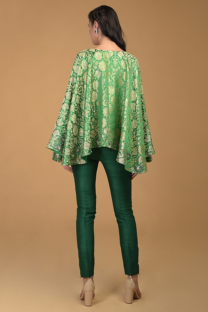 Kelly Green Embroidered Jacket Set by Talking Threads at Pernia's Pop Up Shop