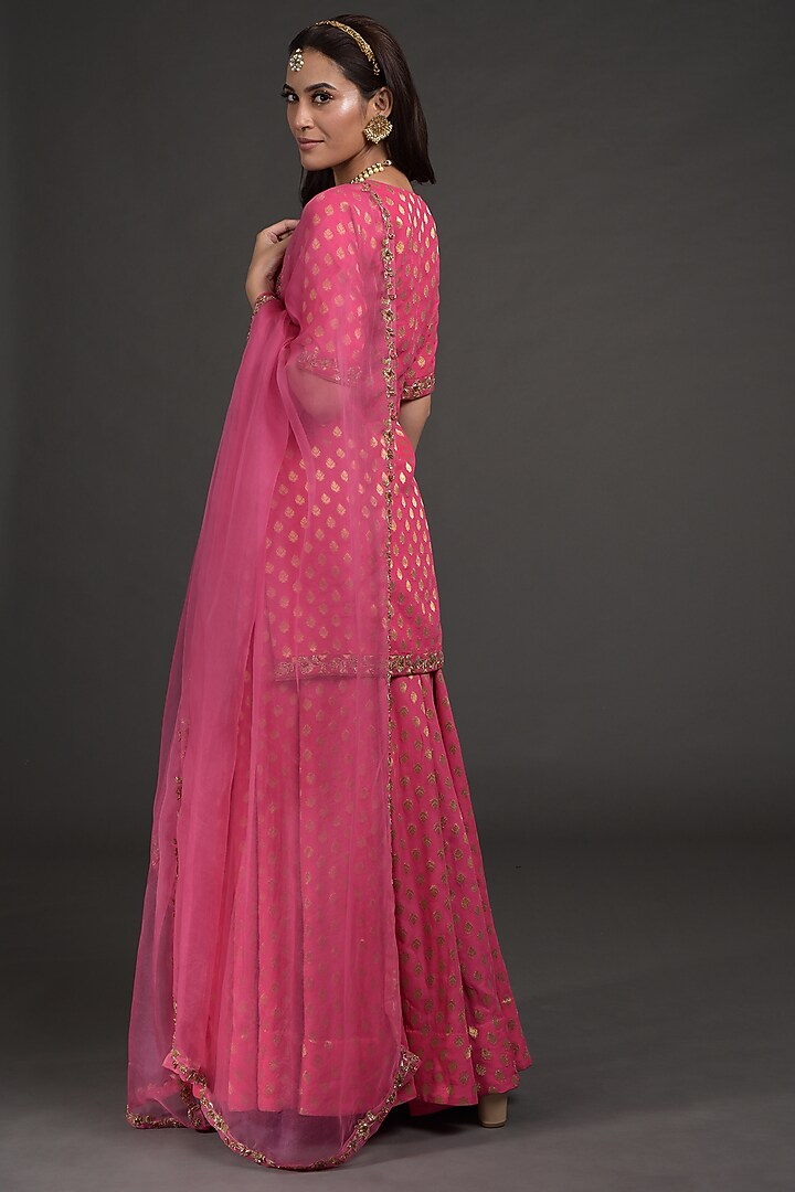 Raspberry Pink Embroidered Wedding Lehenga Set by Talking Threads at Pernia's Pop Up Shop