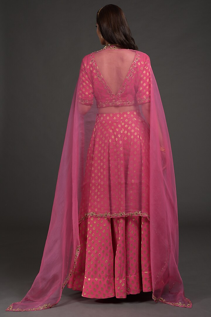 Raspberry Pink Hand Embroidered Wedding Lehenga Set by Talking Threads at Pernia's Pop Up Shop