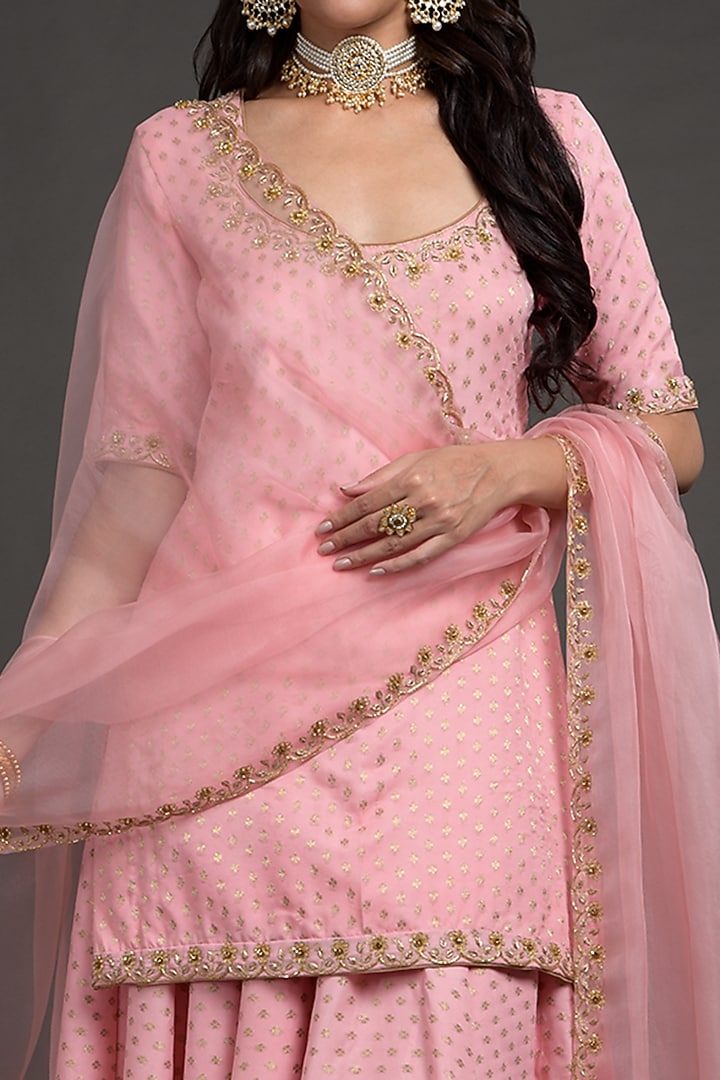 Pink Embroidered Wedding Lehenga Set by Talking Threads at Pernia's Pop Up Shop