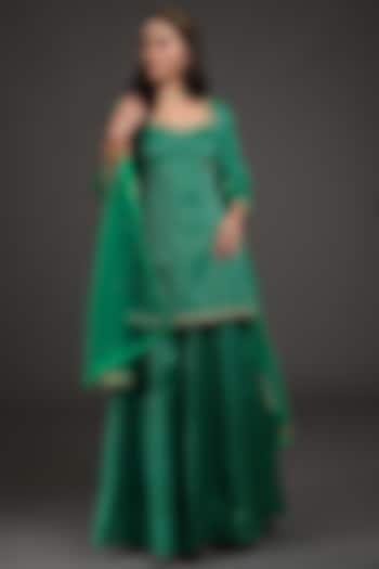 Emerald Green Hand Embroidered Wedding Lehenga Set by Talking Threads at Pernia's Pop Up Shop