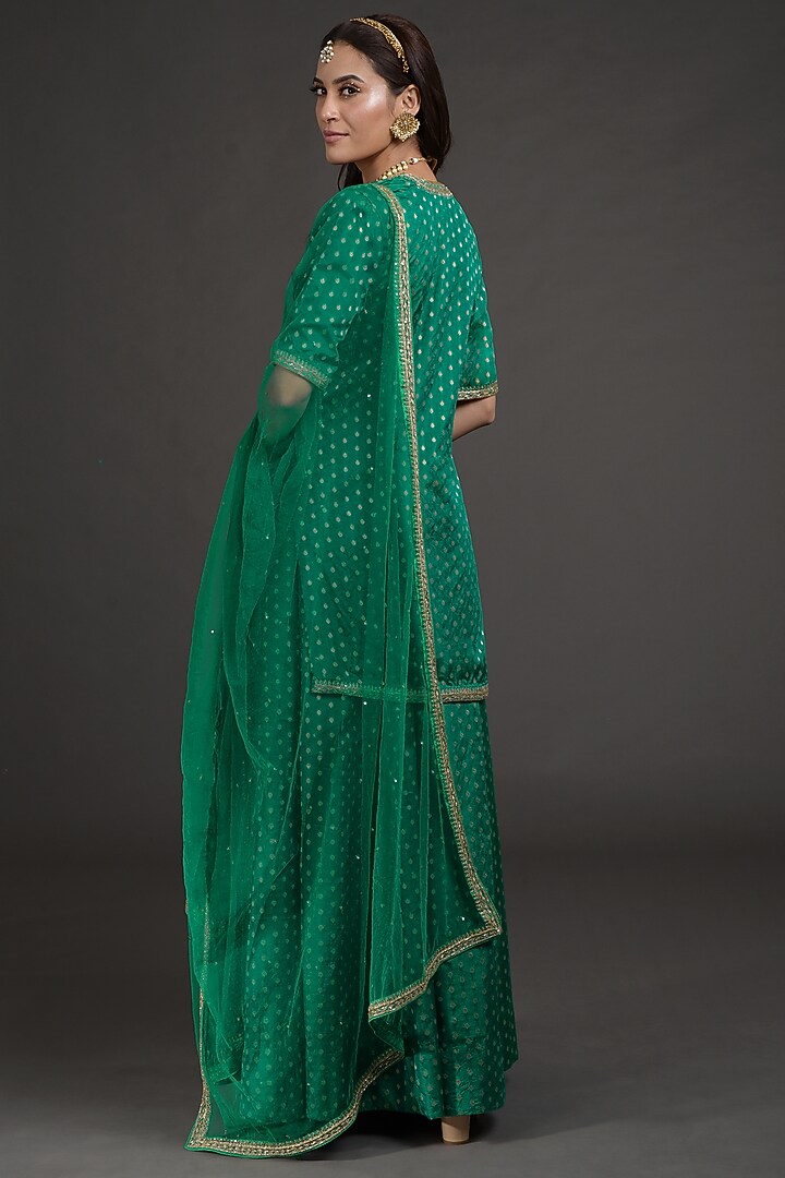 Emerald Green Hand Embroidered Wedding Lehenga Set by Talking Threads at Pernia's Pop Up Shop